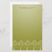 4本の季節の木の白いメッセージカードの文房具 便箋 (正面/裏面)