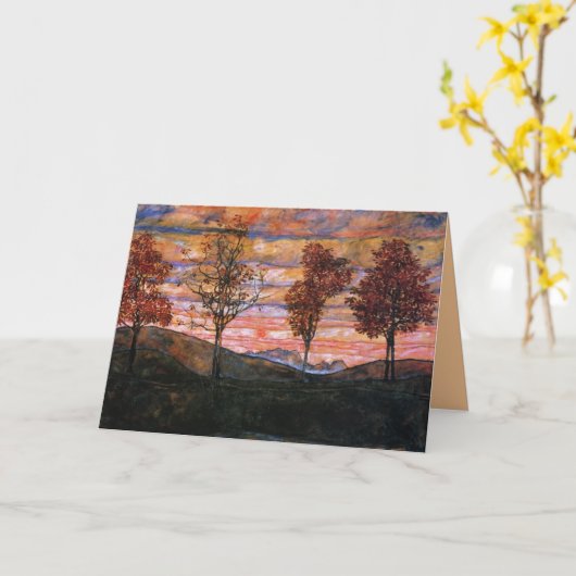 4本の木 カード (黄色い花)