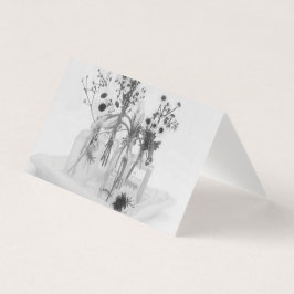 4本の瓶と白い花のカード