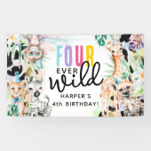 4本も野生だ！サファリの動物4歳の誕生日 横断幕 (横)