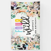 4本も野生だ!サファリの動物4歳の誕生日 横断幕 (縦)