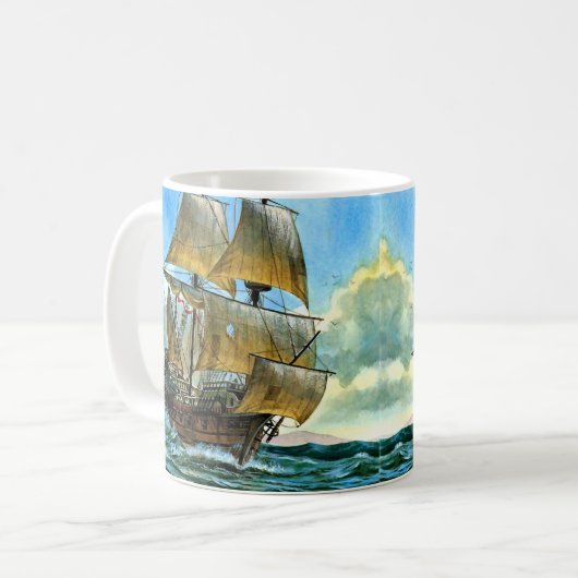4本マストの美しい船 コーヒーマグカップ (正面左)