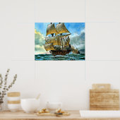 4本マストの美しい船 ポスター (キッチン)