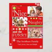 4枚おもしろいのフォトファミリークリスマスカード シーズンカード (正面/裏面)