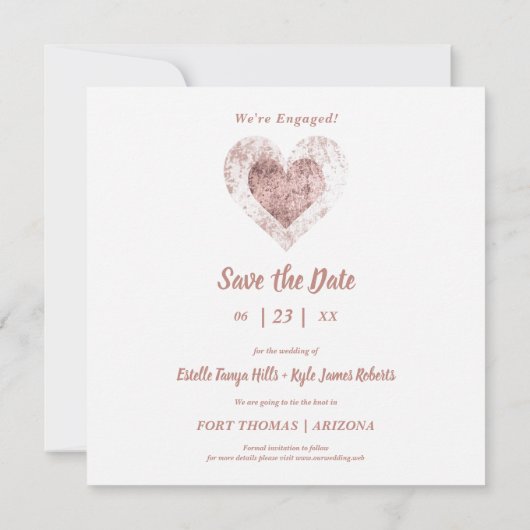 4枚のエレガント写真のインスタント婚約したカップルのセッション セーブザデート (裏面)