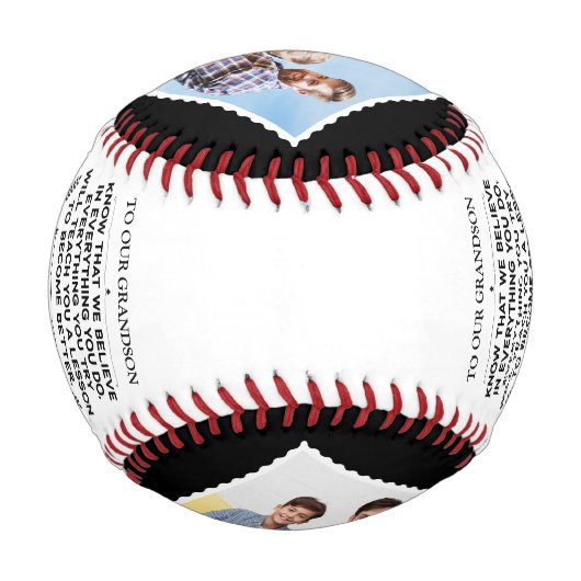 4枚のカスタム写真で孫への贈り物 野球ボール (裏面)