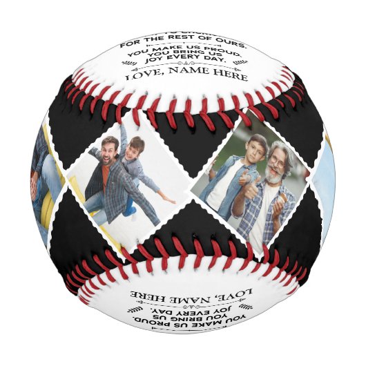 4枚のカスタム写真で孫への贈り物 野球ボール (正面)