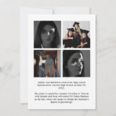 4枚のカスタム写真と名前を持つ卒業カード 案内状 (裏面)