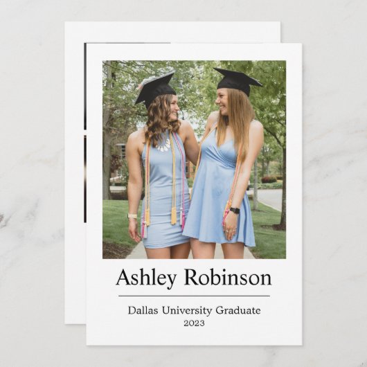 4枚のカスタム写真と名前を持つ卒業カード 案内状 (正面/裏面)