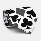4枚のカードスーツのアイコン白黒パターン ネクタイ (ロール)