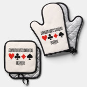 4枚のカードスーツの中の積極的な入札者 鍋つかみ&鍋敷きセット (正面/裏面)