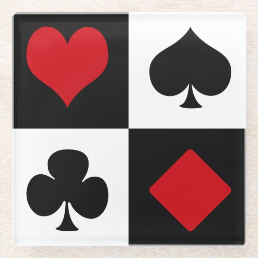 4枚のカードスーツ ガラスコースター (正面)