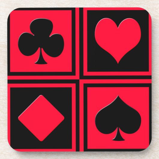 4枚のカードスーツ コースター (正面)