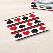 4枚のカードスーツ スクエアペーパーコースター (アングル)