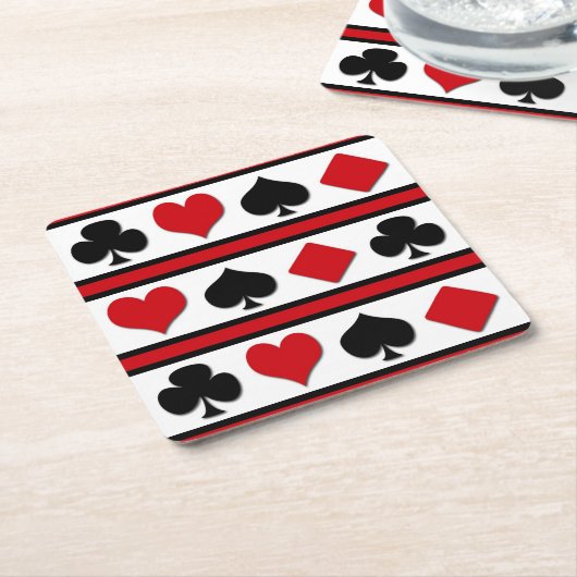 4枚のカードスーツ スクエアペーパーコースター (アングル)