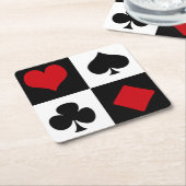 4枚のカードスーツ スクエアペーパーコースター (アングル)