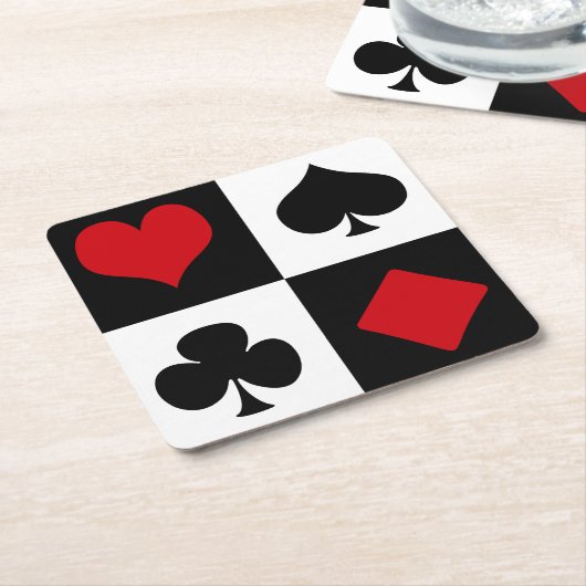 4枚のカードスーツ スクエアペーパーコースター (アングル)
