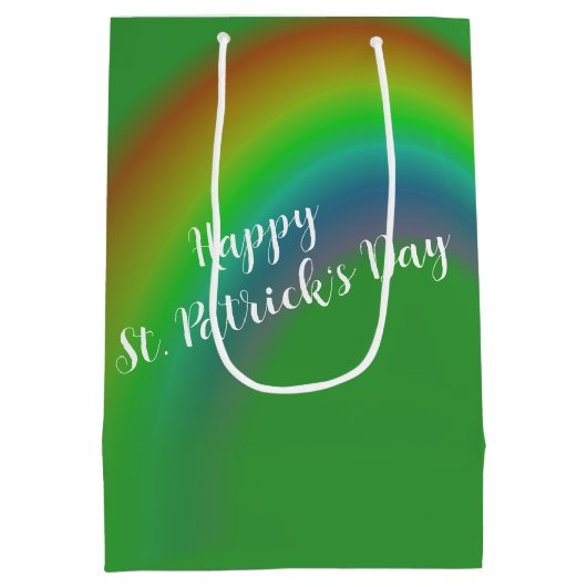 4枚のクローバーを持つ髭のあるアイルランド人の男 ミディアムペーパーバッグ (裏面)