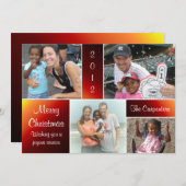 4枚のグラデーションレッドクリスマスカード シーズンカード (正面/裏面)