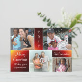 4枚のグラデーションレッドクリスマスカード シーズンカード (スタンド正面)