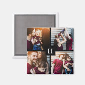 4枚のコラージュとモノグラム マグネット (正面/裏面)