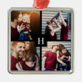 4枚のコラージュとモノグラム メタルオーナメント (正面)