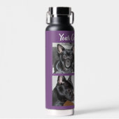 4枚のコラージュ |ドッグパープル ウォーターボトル (正面)
