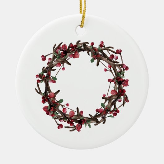 4枚のコラージュ |ホリデーカスタムグリーティングファミリー セラミックオーナメント (正面)