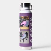 4枚のコラージュ |犬のイニシャルのパワードパープル ウォーターボトル (背面)