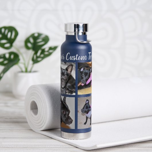 4枚のコラージュ |犬海軍 ウォーターボトル (ヨガ)