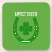 4枚のシャーロックを持つグリーンラッキーホースシュー コースター (正面)