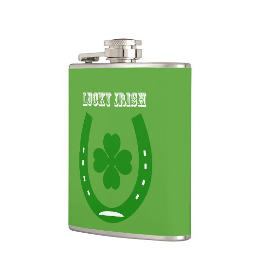 4枚のシャーロックを持つグリーンラッキーホースシュー フラスク (左)