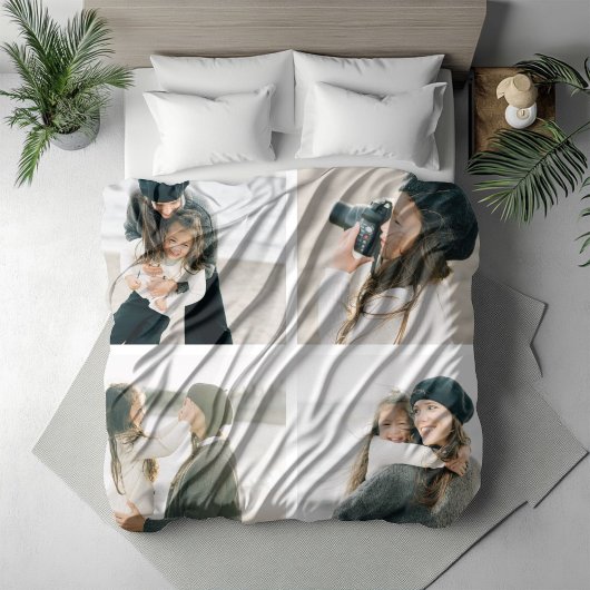 4枚のシンプルフォトブランケットのパーソナライズされたグリッド フリースブランケット