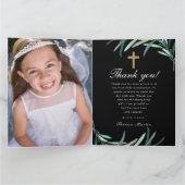4枚のフォトグリーンリーFirst Communion Black サンキューカード (内部)