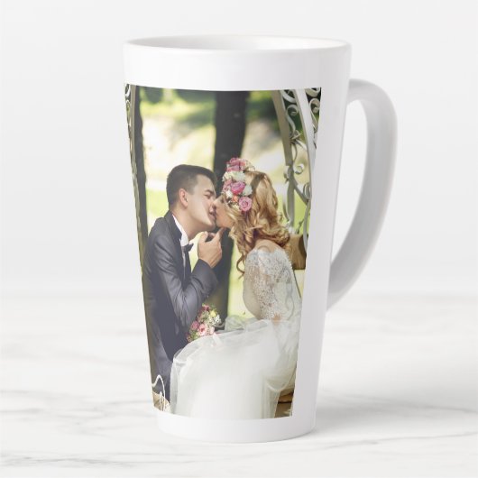 4枚のフォトコラージュカスタムをカスタマイズする カフェラテマグ (右アングル)