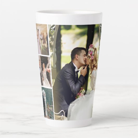 4枚のフォトコラージュカスタムをカスタマイズする カフェラテマグ (正面)