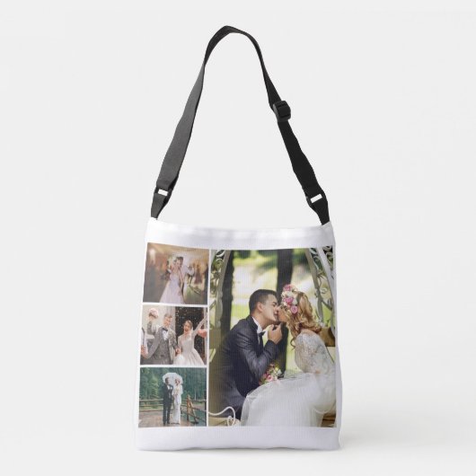 4枚のフォトコラージュカスタムをカスタマイズする クロスボディバッグ (裏面)