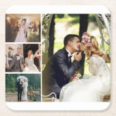 4枚のフォトコラージュカスタムをカスタマイズする スクエアペーパーコースター (正面)