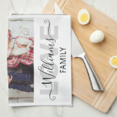 4枚のフォトコラージュファミパーソナライズされたリ キッチンタオル (四つ折り)