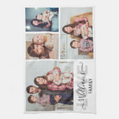 4枚のフォトコラージュファミパーソナライズされたリ キッチンタオル (縦)