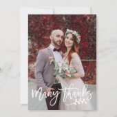 4枚のフォトコラージュ(1+3)スクリプトを結婚追加 サンキューカード (正面)