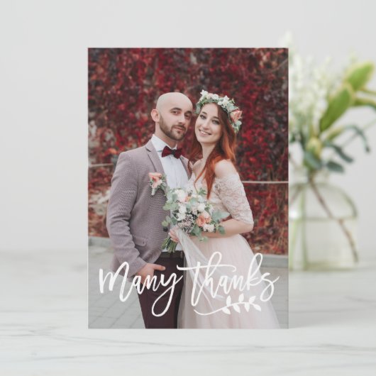 4枚のフォトコラージュ(1+3)スクリプトを結婚追加 サンキューカード (スタンド正面)