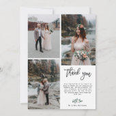 4枚のフォトコラージュ(1+3)スクリプトを結婚追加 サンキューカード (裏面)