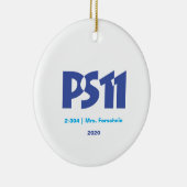 4枚のフォトバック付き学校ロゴ セラミックオーナメント (右)