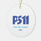 4枚のフォトバック付き学校ロゴ セラミックオーナメント (左)