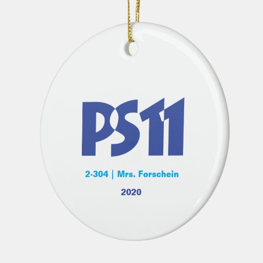 4枚のフォトバック付き学校ロゴ セラミックオーナメント (左)