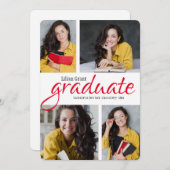 4枚のフォトバート長方形の卒業発表 案内状 (正面/裏面)