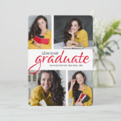 4枚のフォトバート長方形の卒業発表 案内状 (スタンド正面)
