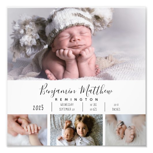 4枚のフォトベビー誕生の状態 フォトプリント            (正面)