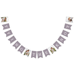 4枚のフォト婚約パーティ紫のバンティングフラグ バンティングフラッグ